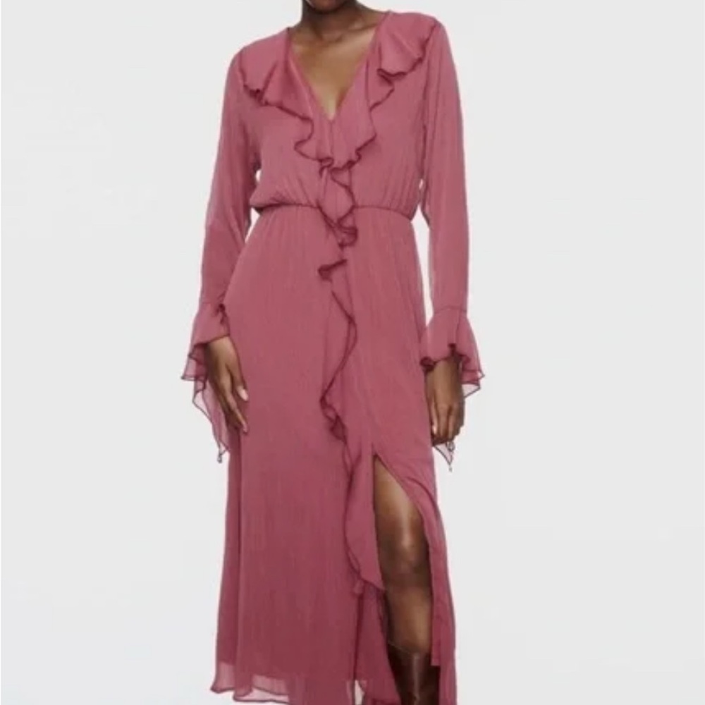ZARA Elegant Pink Ruffle Dress